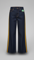 Wide-Leg Denim Pants With Contrast Stitching
